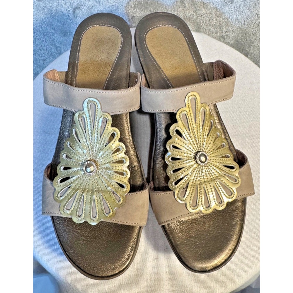 NAOT gold Slide Sandals Boho Comfort earthy Sandals Hippie Chic Neutral boho